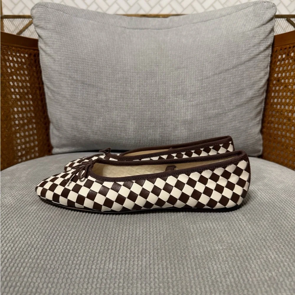 Loeffler Randall Leonie Chocolate/Cream Woven Ballet Flat - Picture 6 of 11